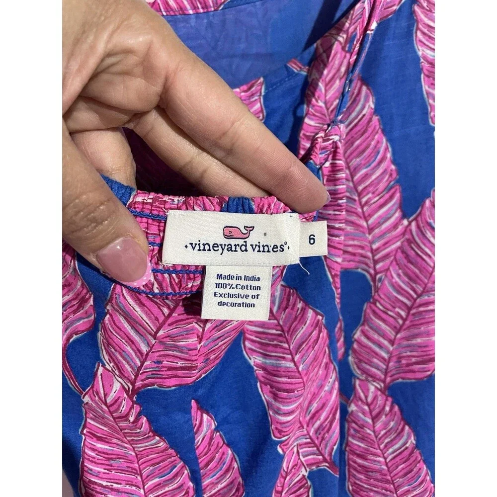 Vineyard Vines Dress 6 Tropical Leaf Maxi Cottagecore Feminine Beachy Resort - Picture 8 of 12